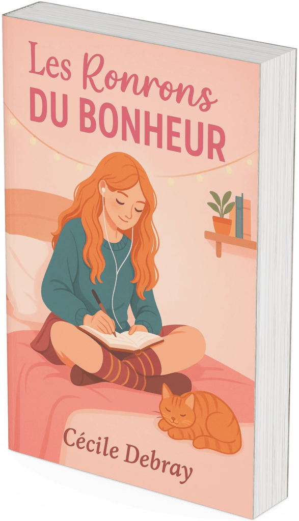 Couverture du roman feel-good Les Ronrons du bonheur de Cécile Debray – histoire intergénérationnelle sur l’adolescence, la transmission et les liens familiaux.