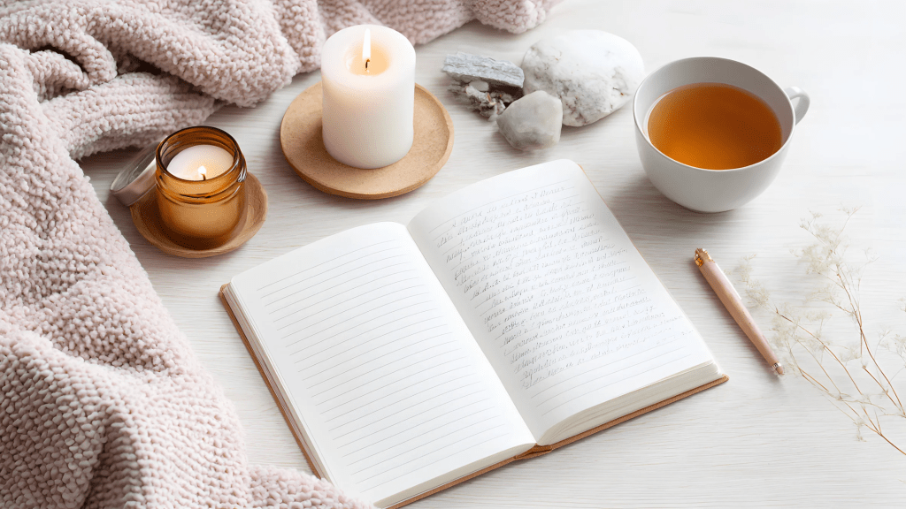 Bougie et ambiance douce illustrant l’importance de l’apprentissage continu dans le parcours d’autrice de Cécile Debray.